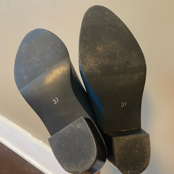 Navy Blue Leather Ankle Booties - Picture 6 of 6